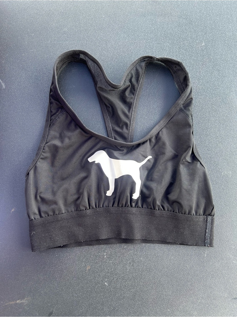 PINK Victoria's Secret Black Sports Bra with White Dog Logo